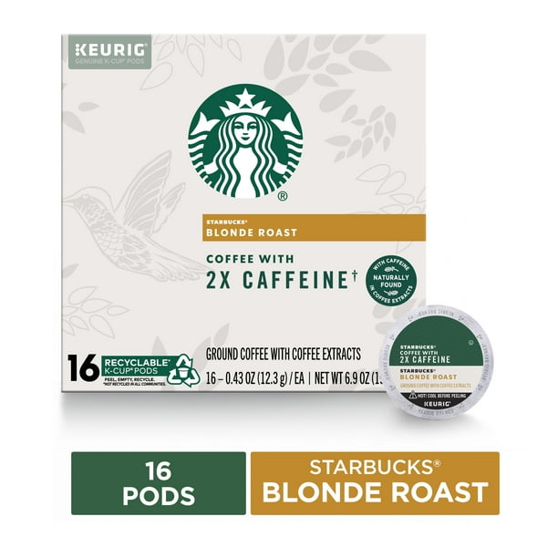 Starbucks Blonde Roast KCup Coffee Pods with 2X Caffeine — for Keurig