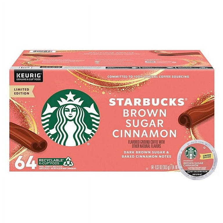 Starbucks Brown Sugar Cinnamon Coffee Pods, 64 Count, For Keurig