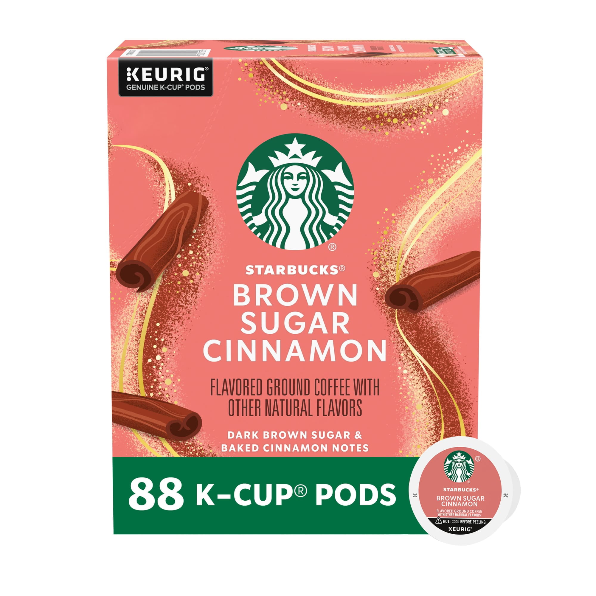 Starbucks Brown Sugar Cinnamon, Hot or Iced Coffee, Flavored K-Cup Coffee Pods, 88 Count​