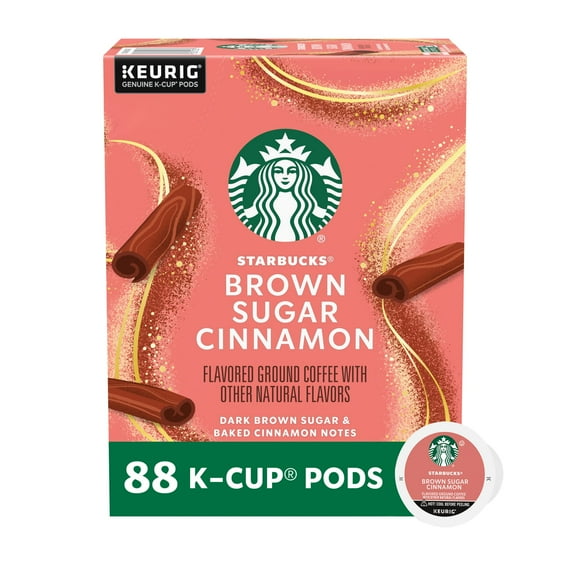 Starbucks Brown Sugar Cinnamon, Hot or Iced Coffee, Flavored K-Cup Coffee Pods, 88 Count