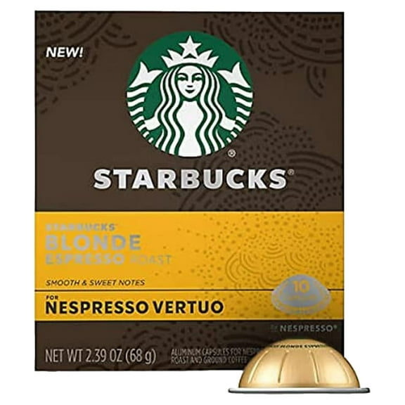 Starbucks Coffee Nespresso Vertuo Capsules, Blonde Espresso Roast - 10 Capsules
