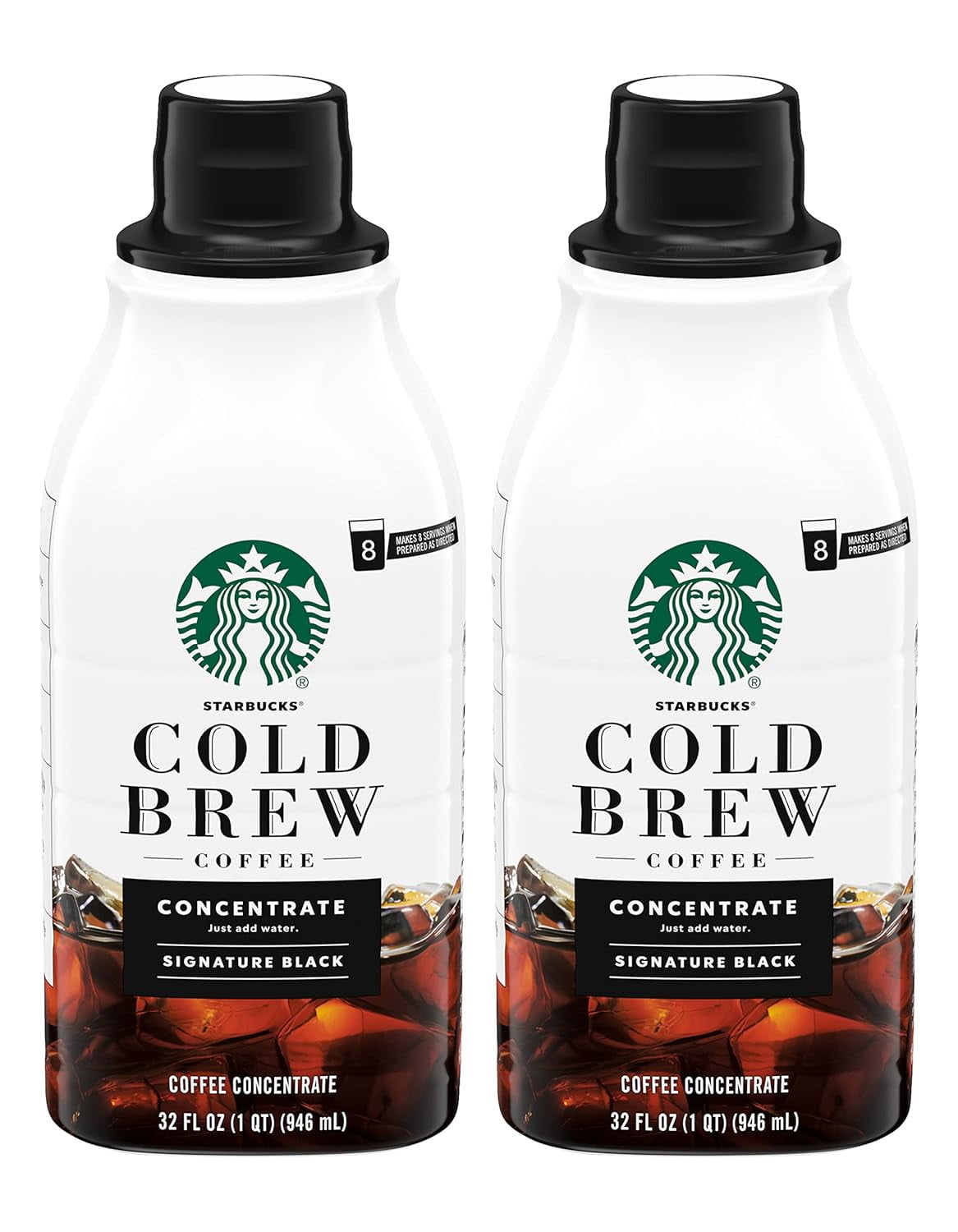 Starbucks - COLD BREW Coffee Concentrate - Multi-Serve, Simply Add Water, Same Used in Stores - Signature Black, 32 FL OZ (Pack of 2)