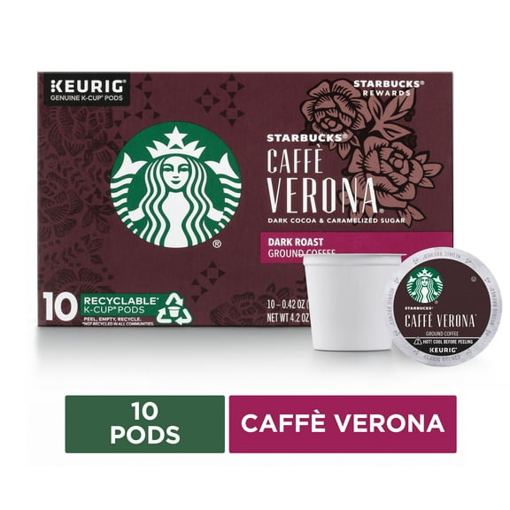 Starbucks Caff Verona Coffee K-Cup Pods | Dark Roast | Coffee Pods for Keurig Brewers | 1 Box (10 Pods)