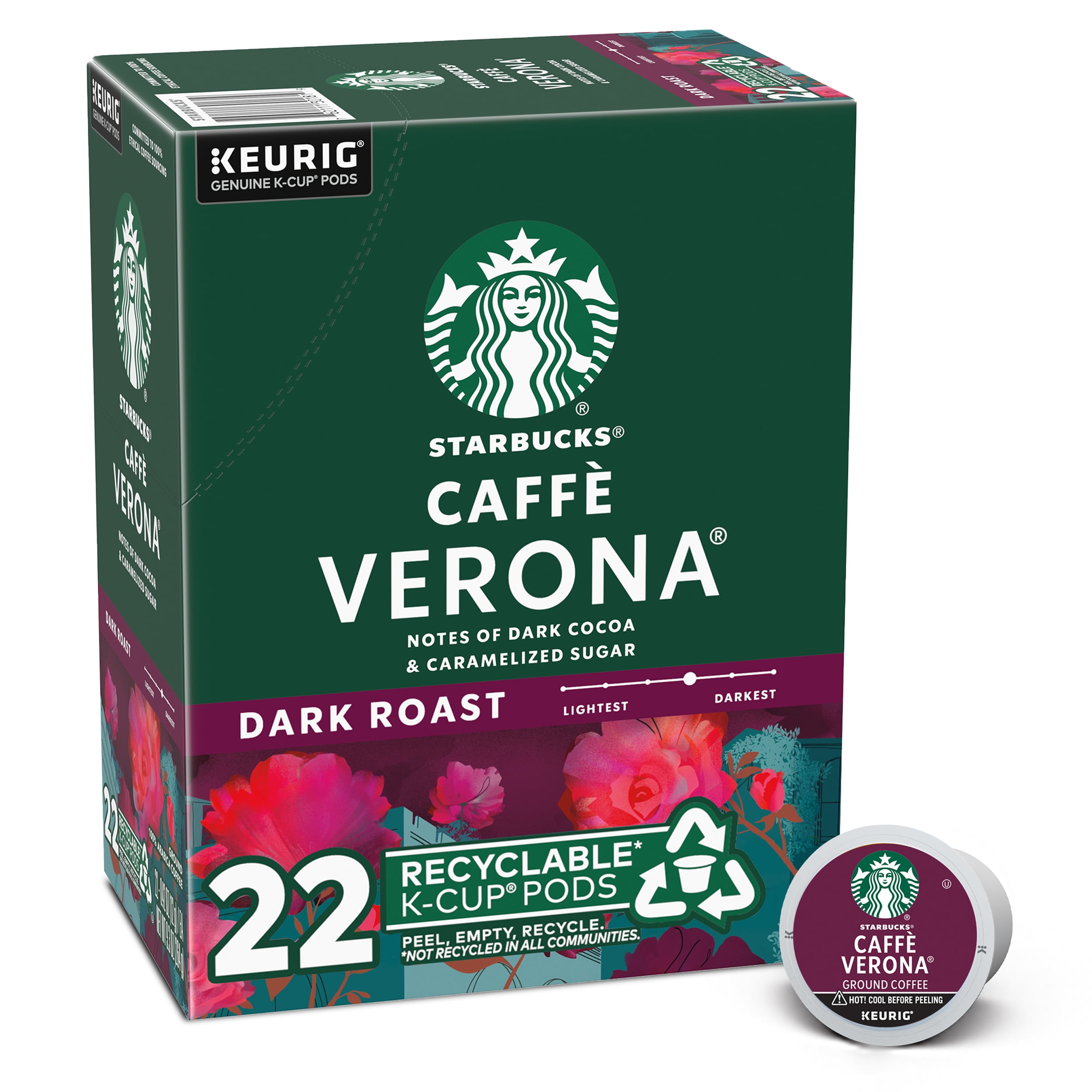 Starbucks Caffè Verona, Dark Roast Coffee, Keurig KCup Coffee Pods, 22