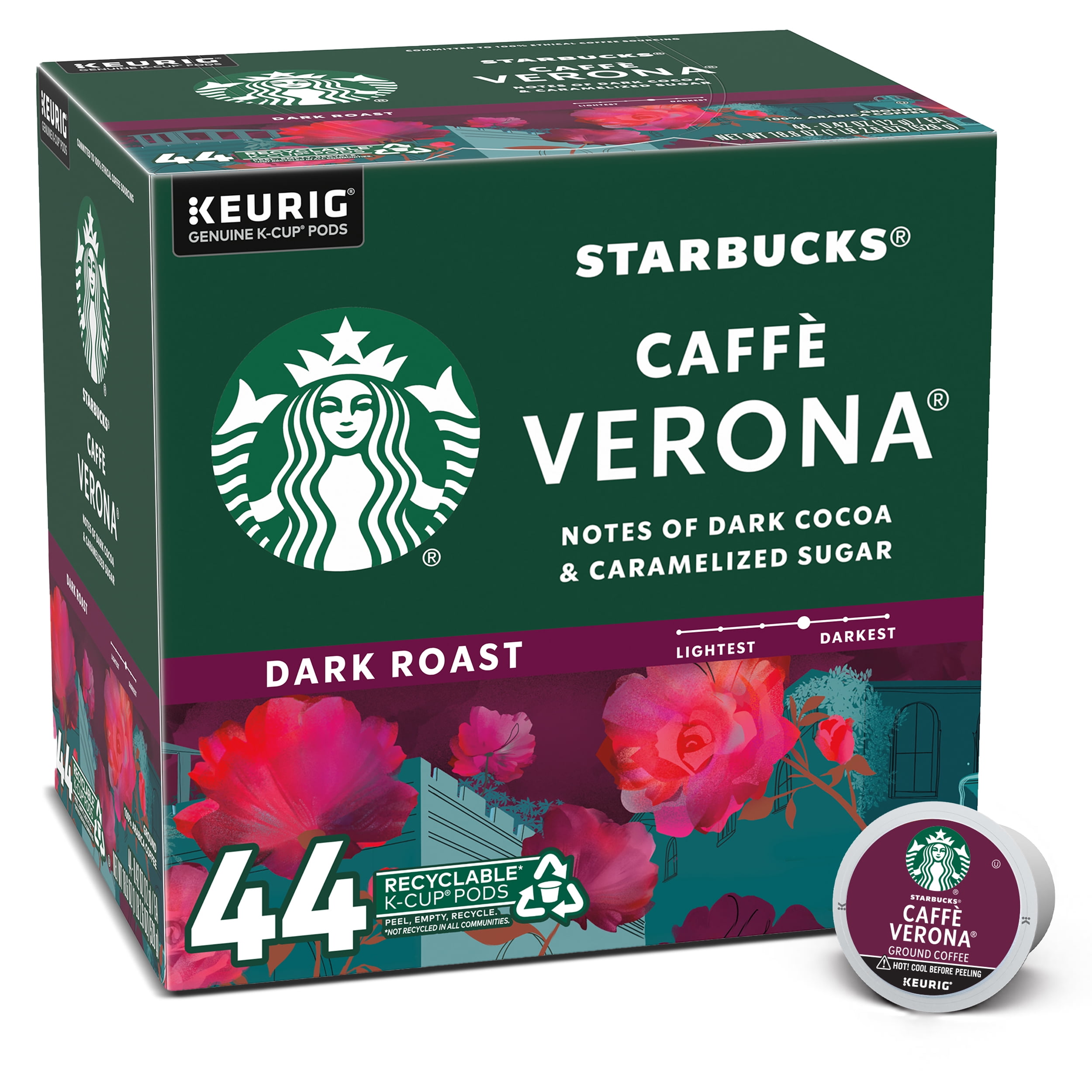 Starbucks, Caffè Verona Dark Roast KCup Coffee Pods, 44 Count