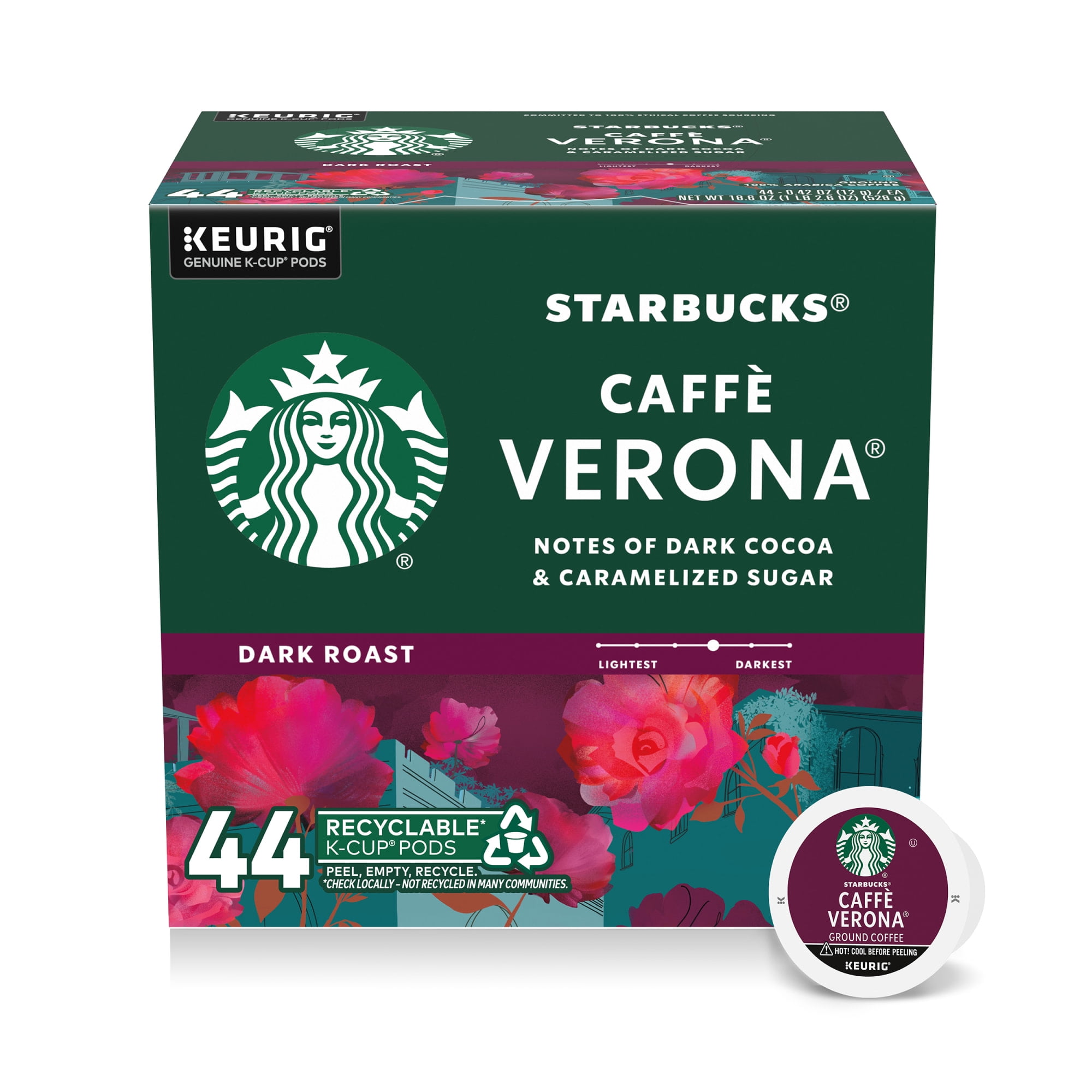 Starbucks Caffè Verona, Hot or Iced Coffee, Medium Roast K-Cup Coffee Pods, 44 Count​
