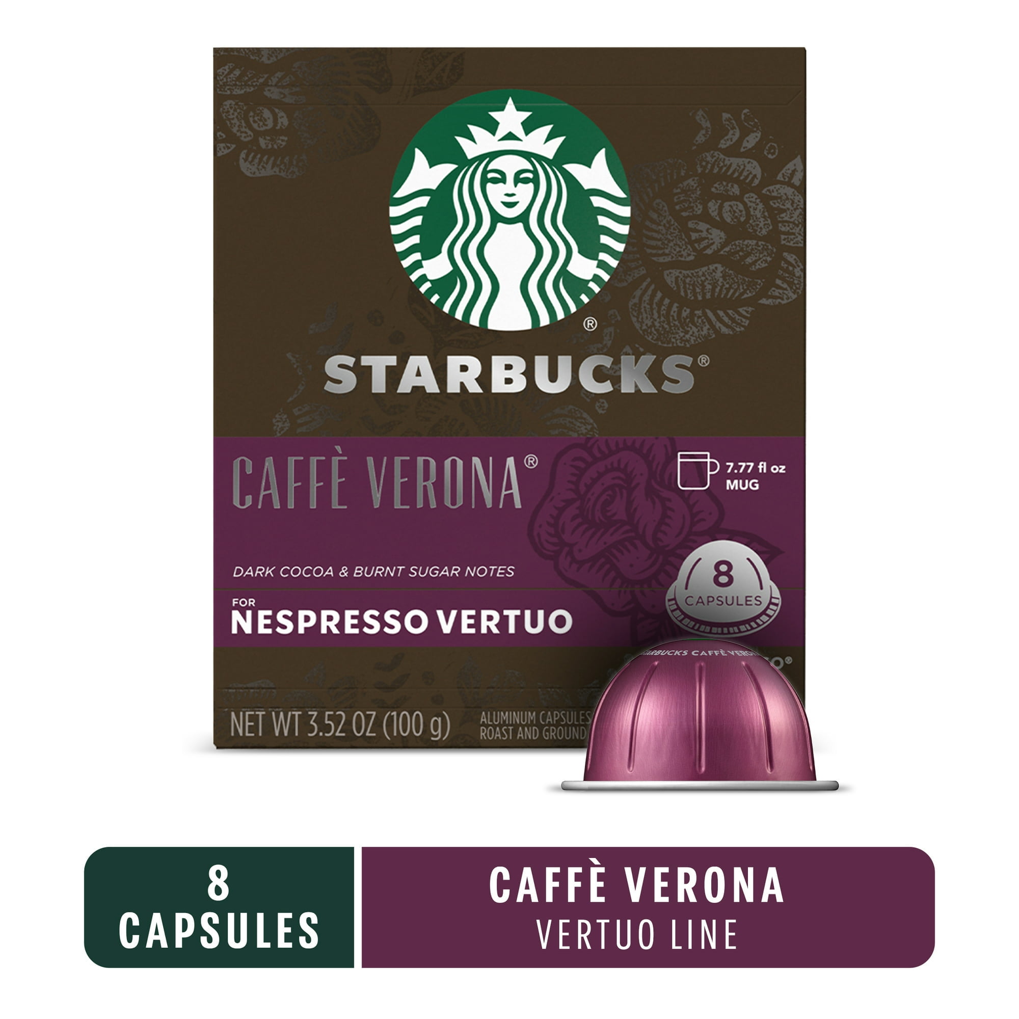 Starbucks By Nespresso Vertuo Coffee Capsules, Caff Verona Dark Roast Espresso Pods, 4 Boxes (32 Pods)