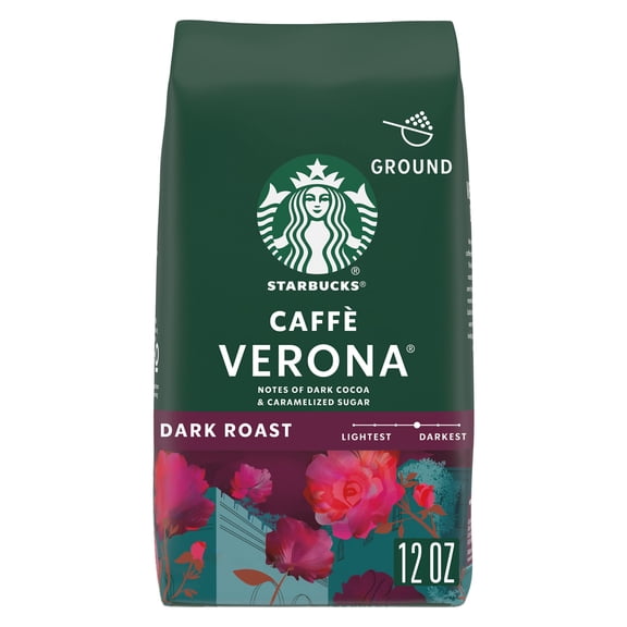 Starbucks Caff Verona, Ground Coffee, Dark Roast Hot or Iced Coffee, 12 oz