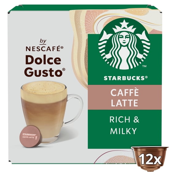 Starbucks Caffe Latte by Nescafe Dolce Gusto Coffee Pods x12 121.2g Imported from Britain