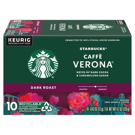 Starbucks Caffe Verona Dark Ground Coffee 10 K-Cups