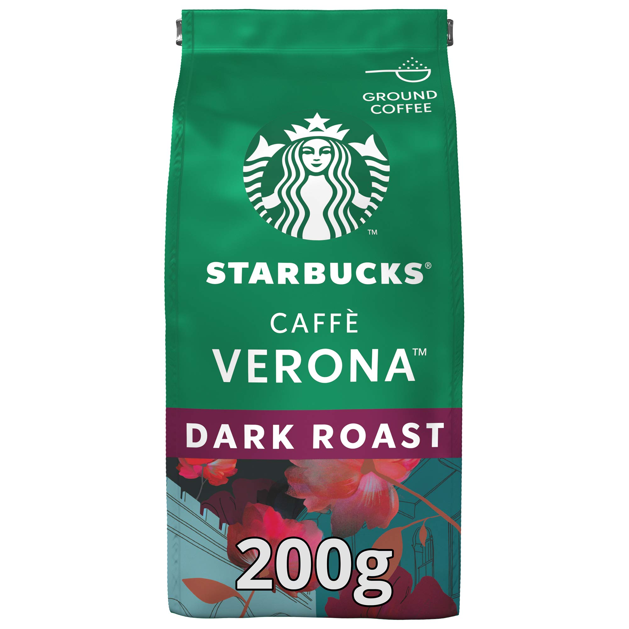 Starbucks Caffe Verona Dark Roast Ground Coffee Bag, 200G
