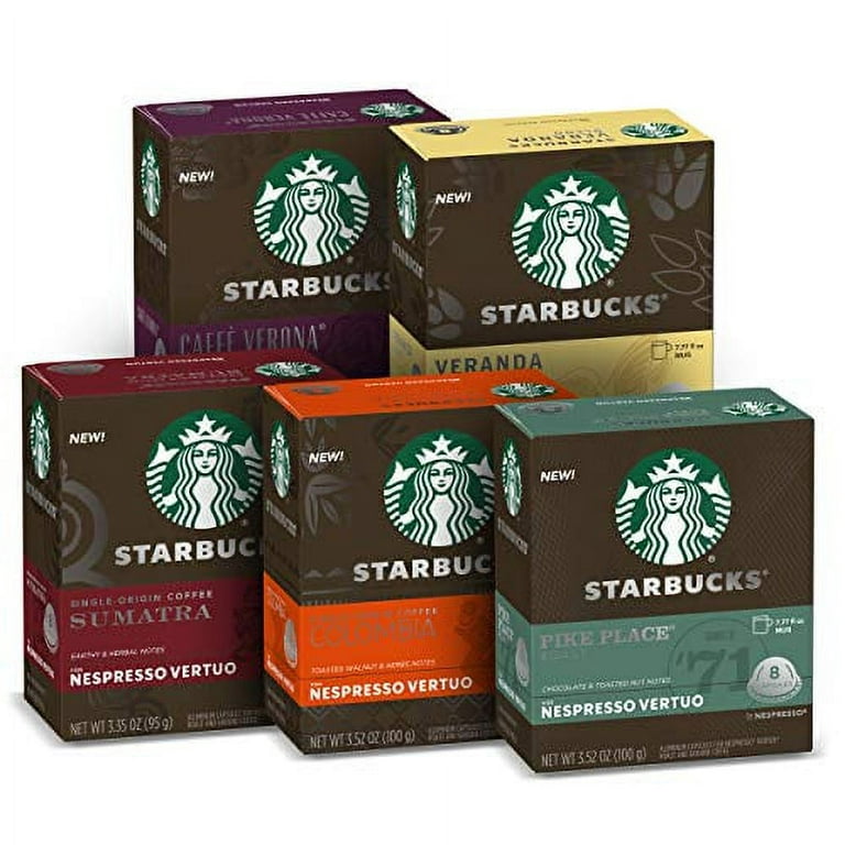 Starbucks Capsules for Nespresso Vertuo Machines â€” Blonde, Medium & Dark  Roast Variety Pack â€” 5 boxes (40 coffee pods total) 