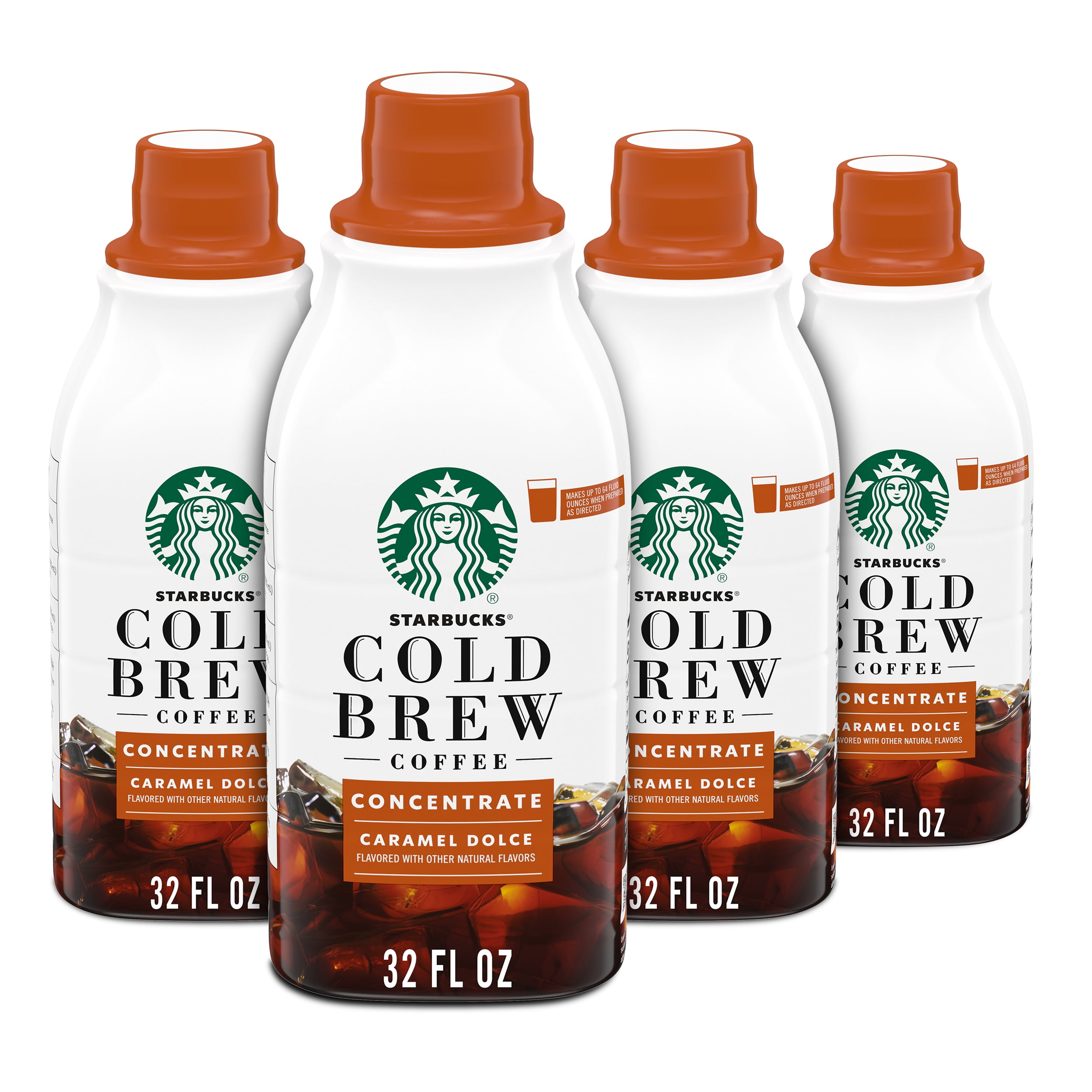 (4 pack) Starbucks Caramel Dolce Naturally Flavored, Bottled Cold Brew