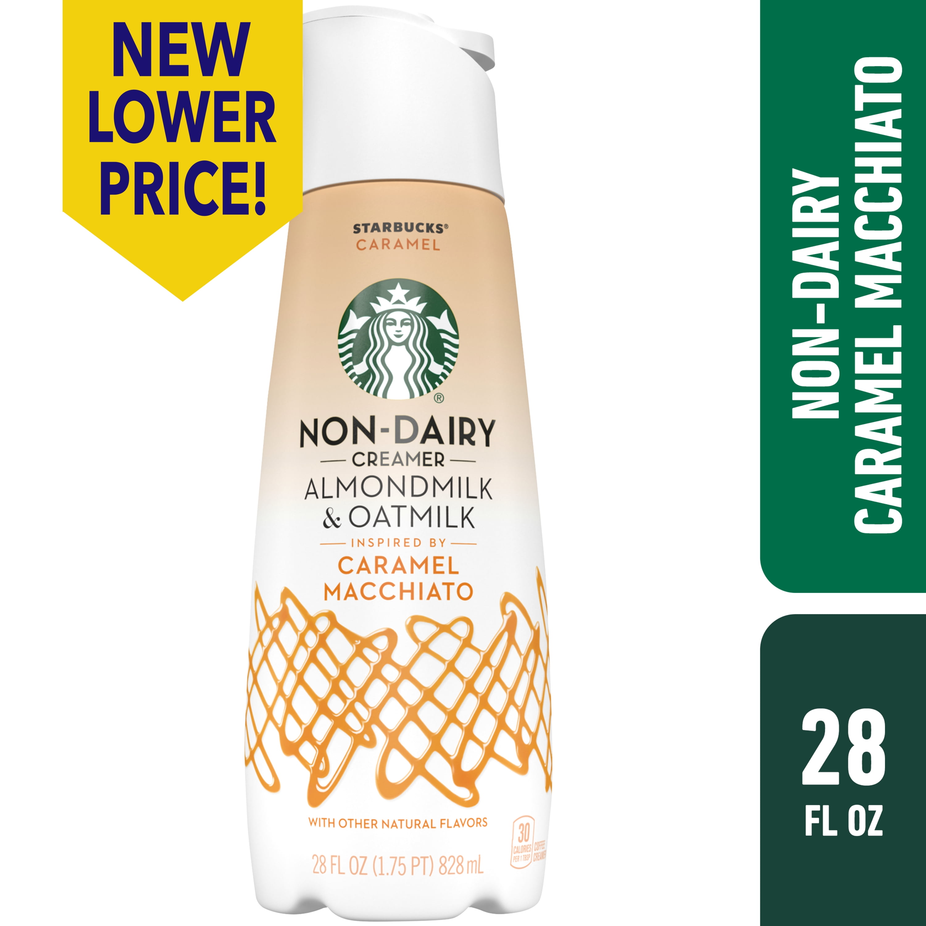 Starbucks Caramel Flavored Almondmilk and Oatmilk Non-Dairy Liquid Coffee Creamer, 28 fl oz Bottle