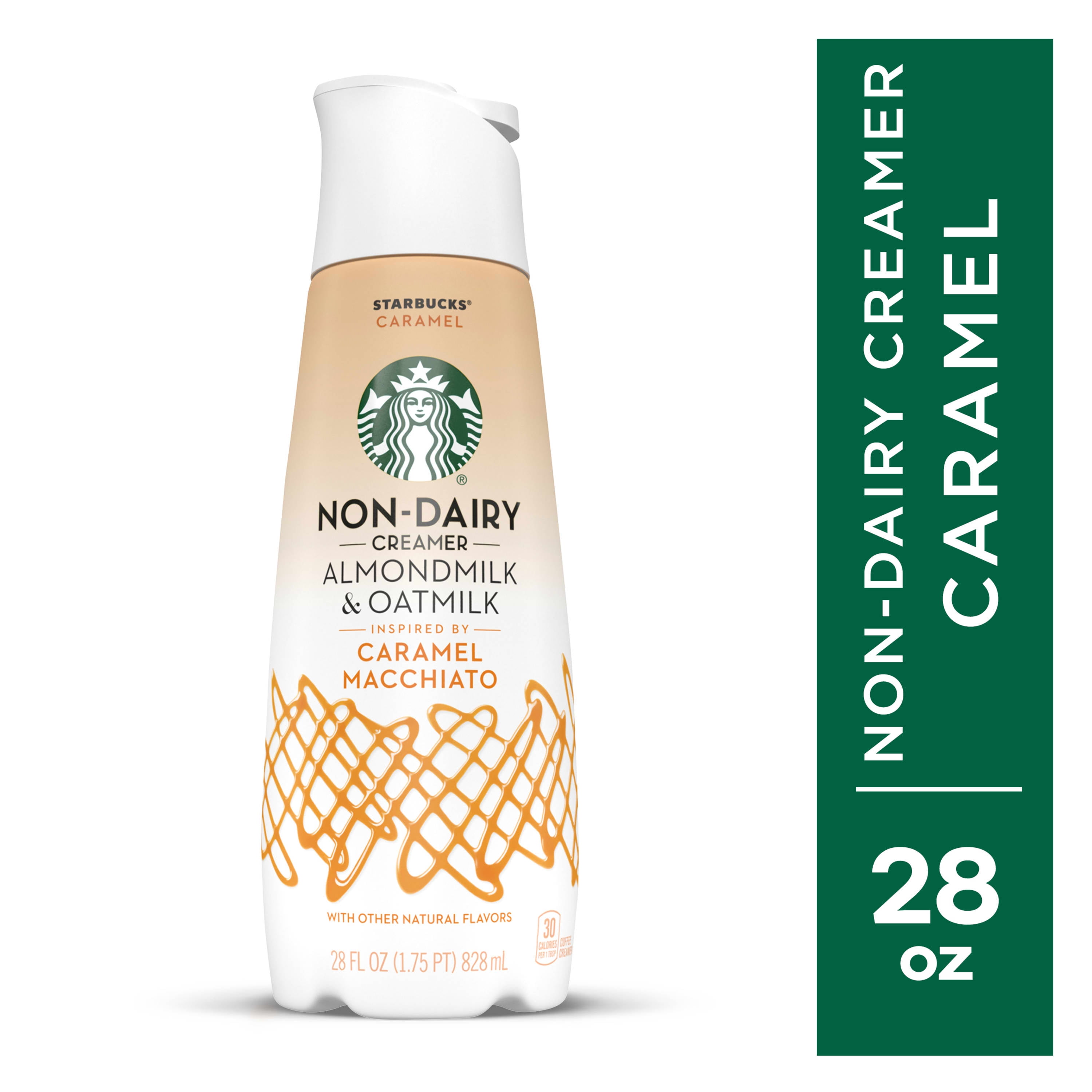 Starbucks Caramel Flavored Almondmilk and Oatmilk Non-Dairy Liquid Coffee Creamer, 28 fl oz Bottle