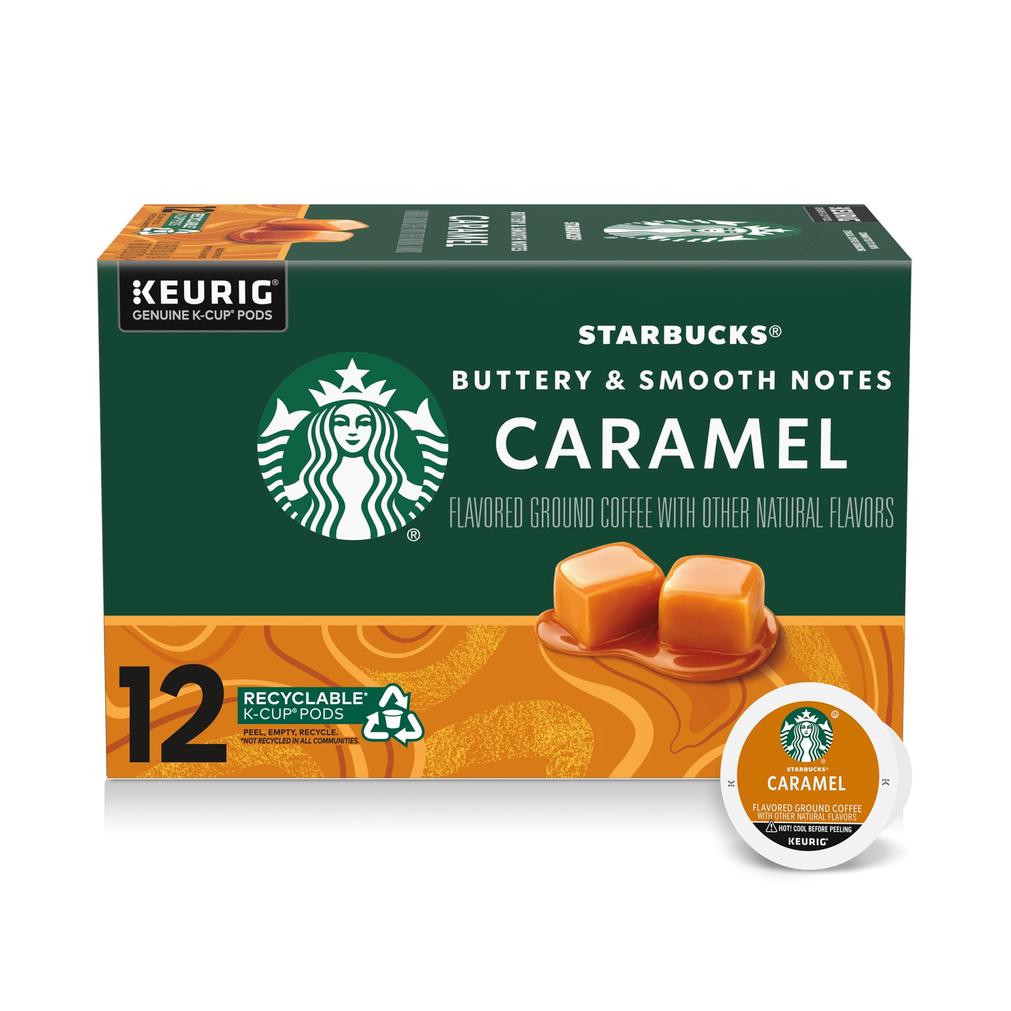 Starbucks Caramel, Hot or Iced Coffee, Flavored K-Cup Coffee Pods, 12 Count