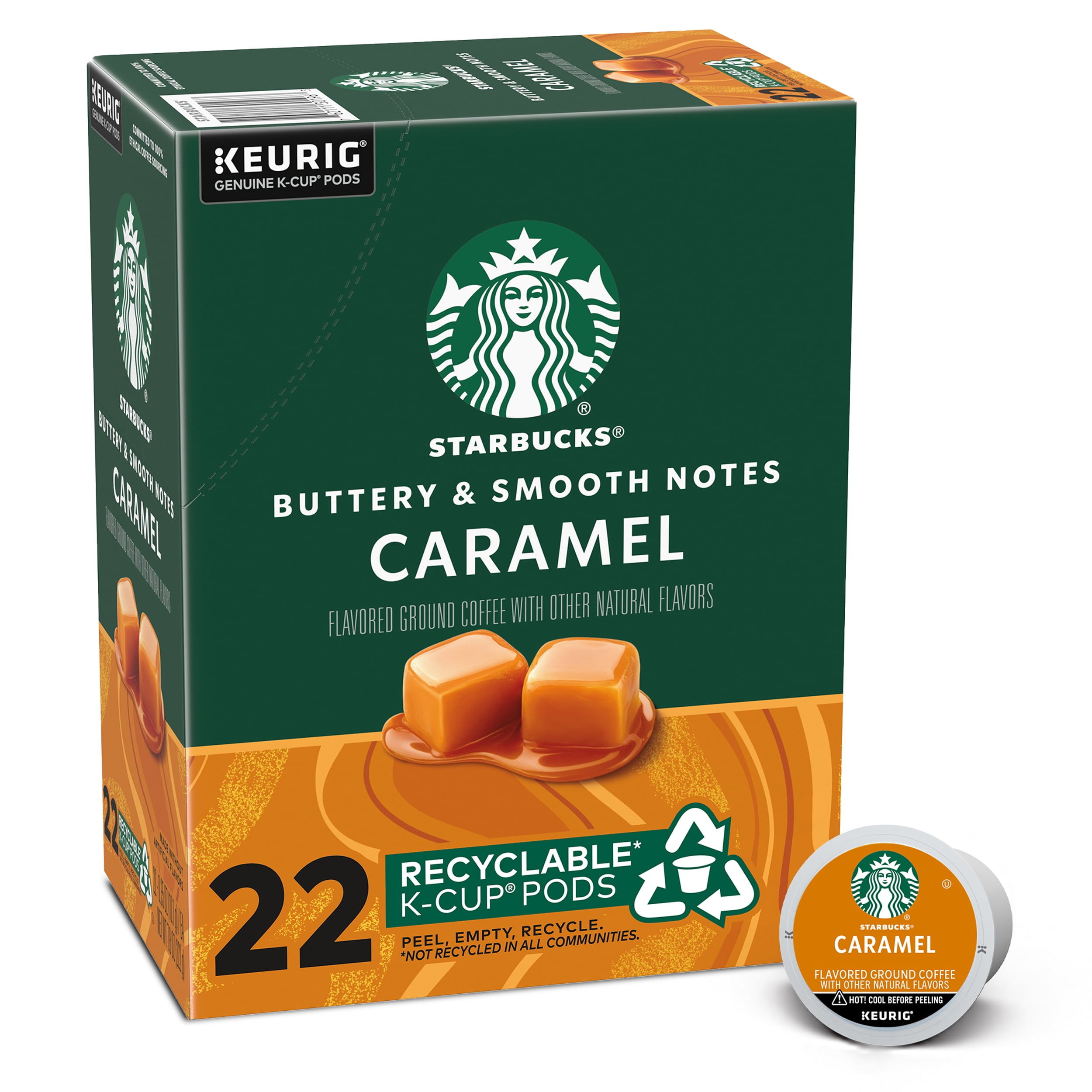(4 pack) Starbucks Caramel Naturally Flavored Coffee, Keurig KCup