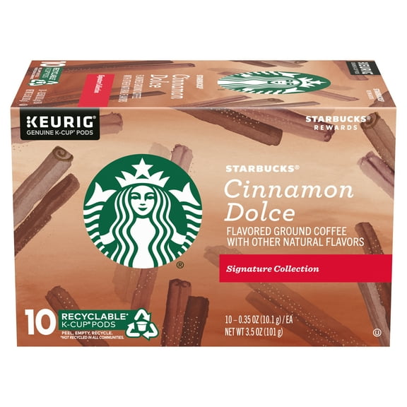 Starbucks Cinnamon Dolce Flavored Blonde Roast Single Cup Coffee for Keurig Brewers, Box of 10 K-Cup Pods