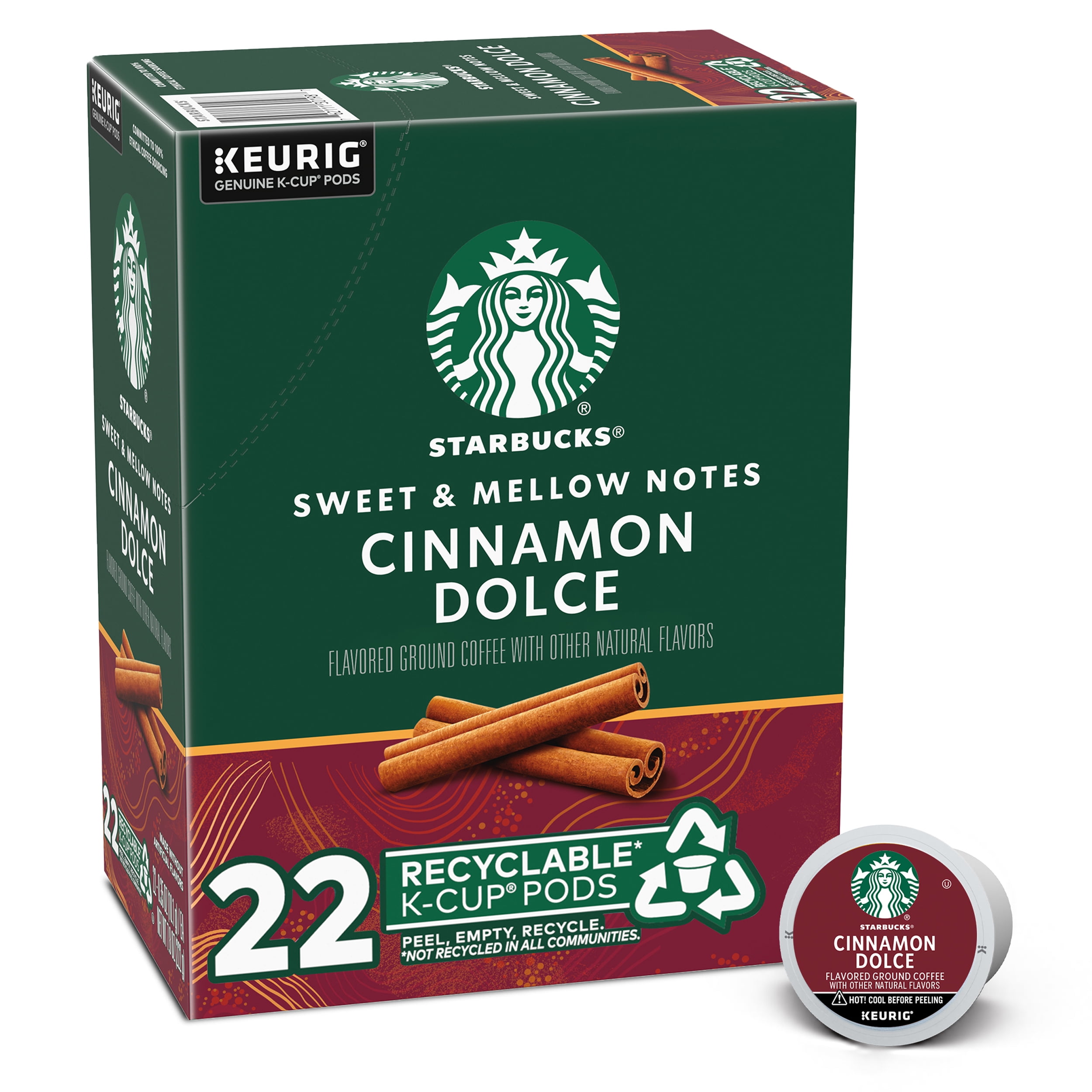 (4 pack) Starbucks Cinnamon Dolce Naturally Flavored Coffee, Keurig K