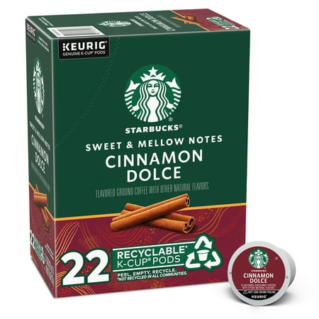 Starbucks Cinnamon Dolce Naturally Flavored Coffee, Keurig K-Cup Coffee Pods, 22 Count