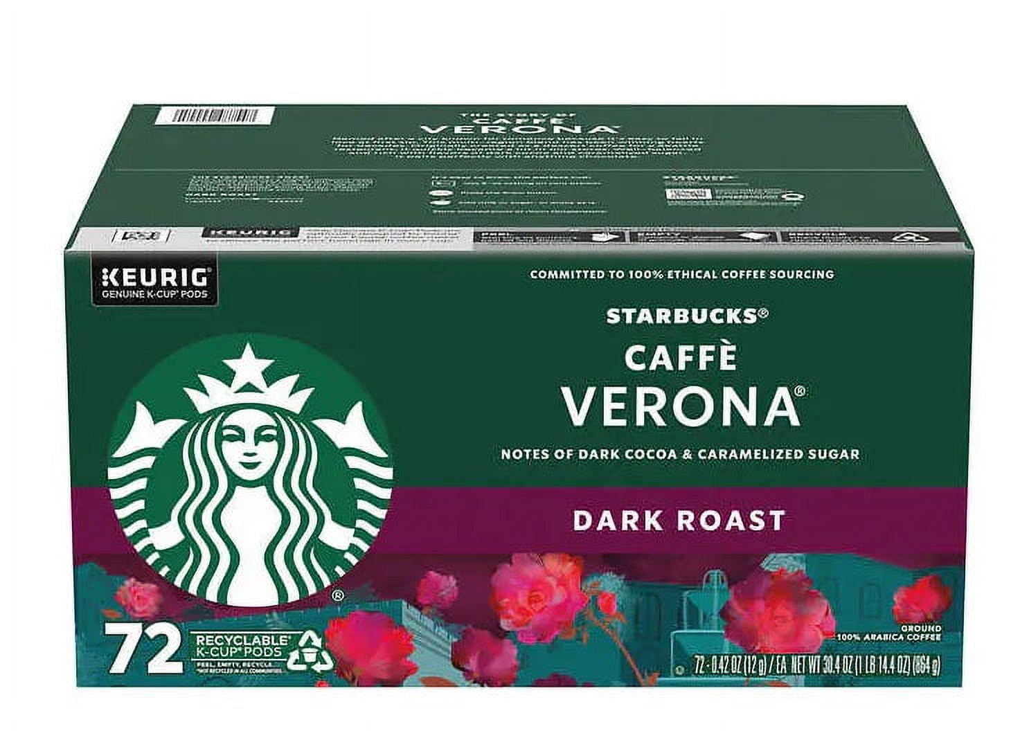 Starbucks Coffee Caffè Verona Dark Roast KCup Pod, 72count