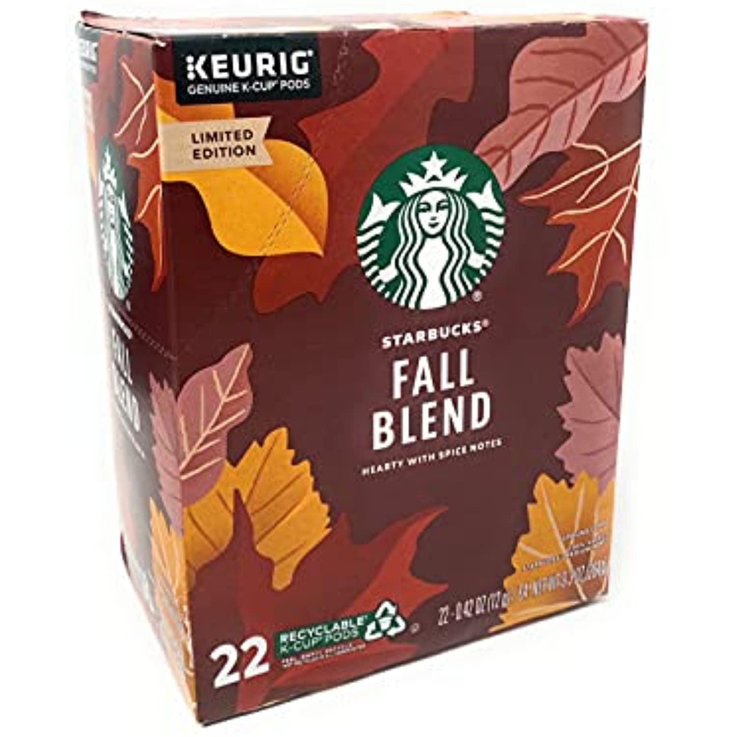 Starbucks Coffee Fall Blend Medium Roast K Cups Pods - 22 Count - 1 Box, 0.42 Oz