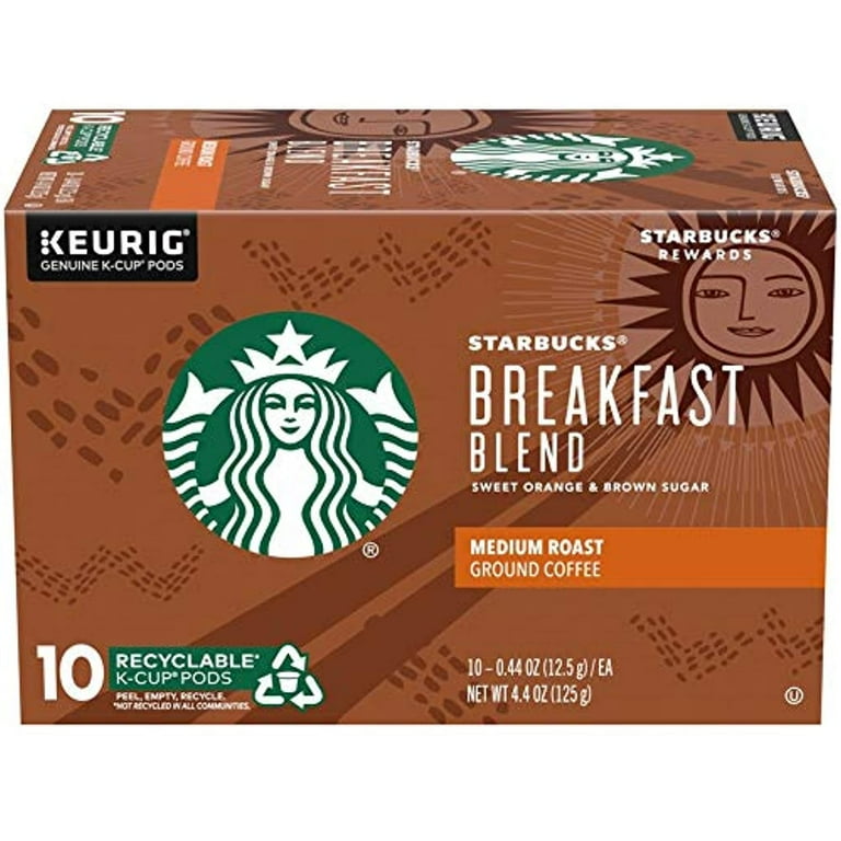 Starbucks Coffee K-Cup Pods, Breakfast Blend, Medium Roast, 10 Ct