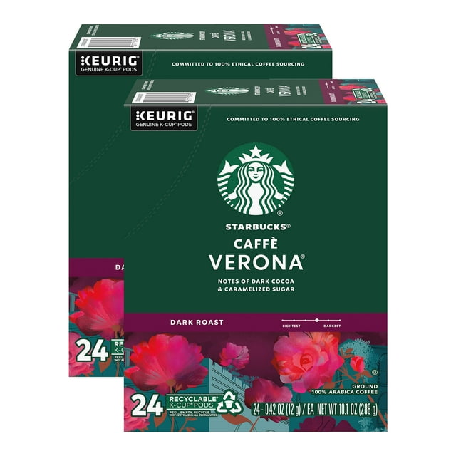 Starbucks Coffee KCup Pods, Caffè Verona, Dark Roast Coffee, Notes Of