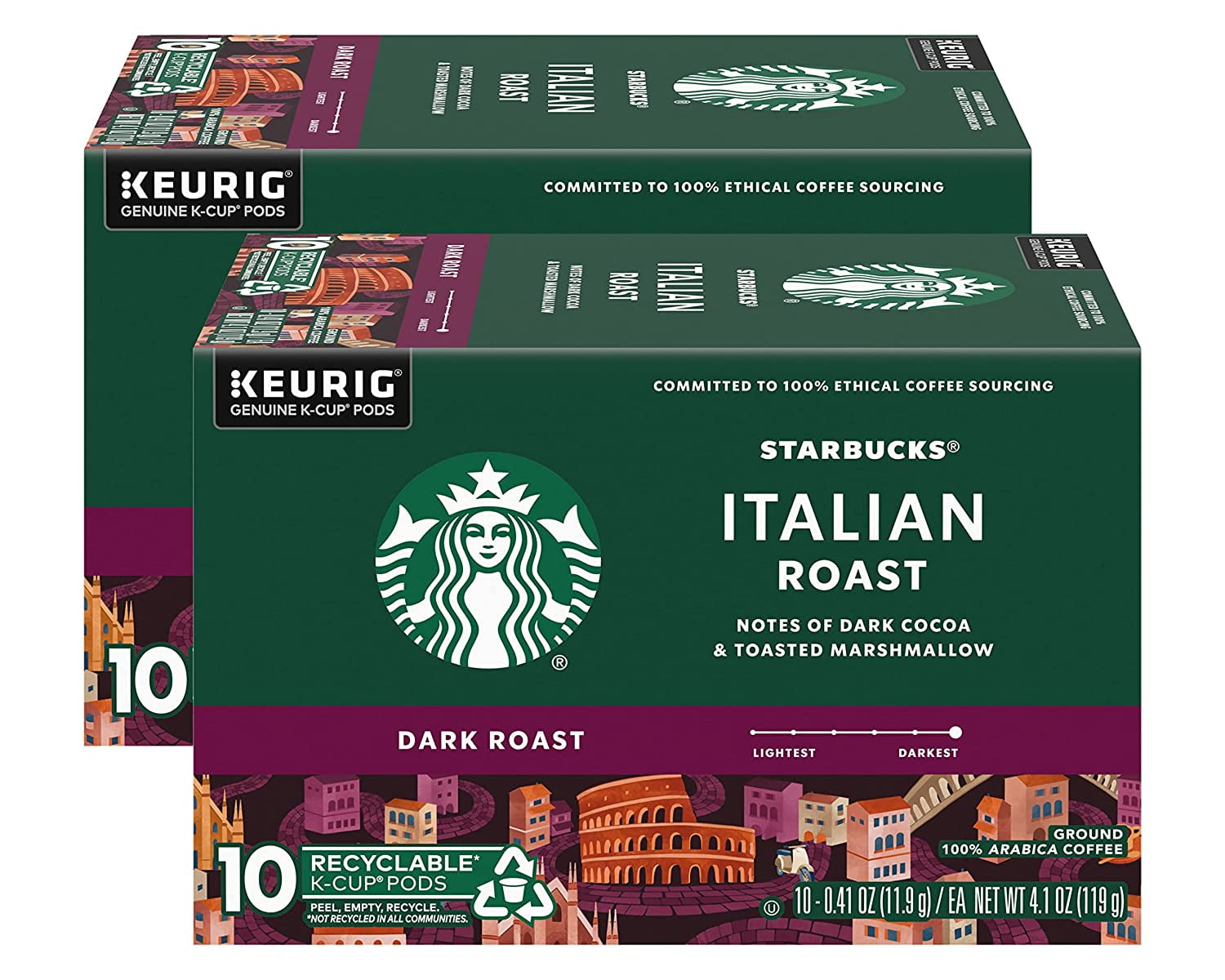 Starbucks Coffee KCup Pods, Italian Roast Coffee, Dark Roast, 100