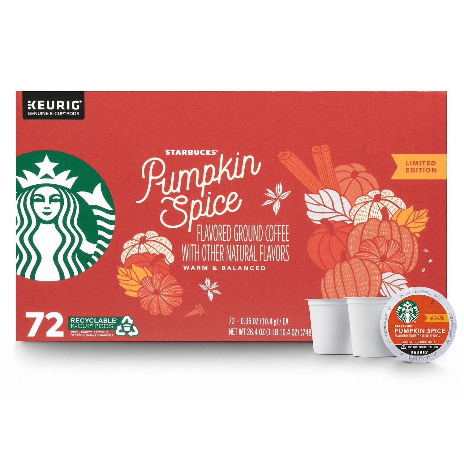 Starbucks Coffee KCups, Pumpkin Spice (72 Count)