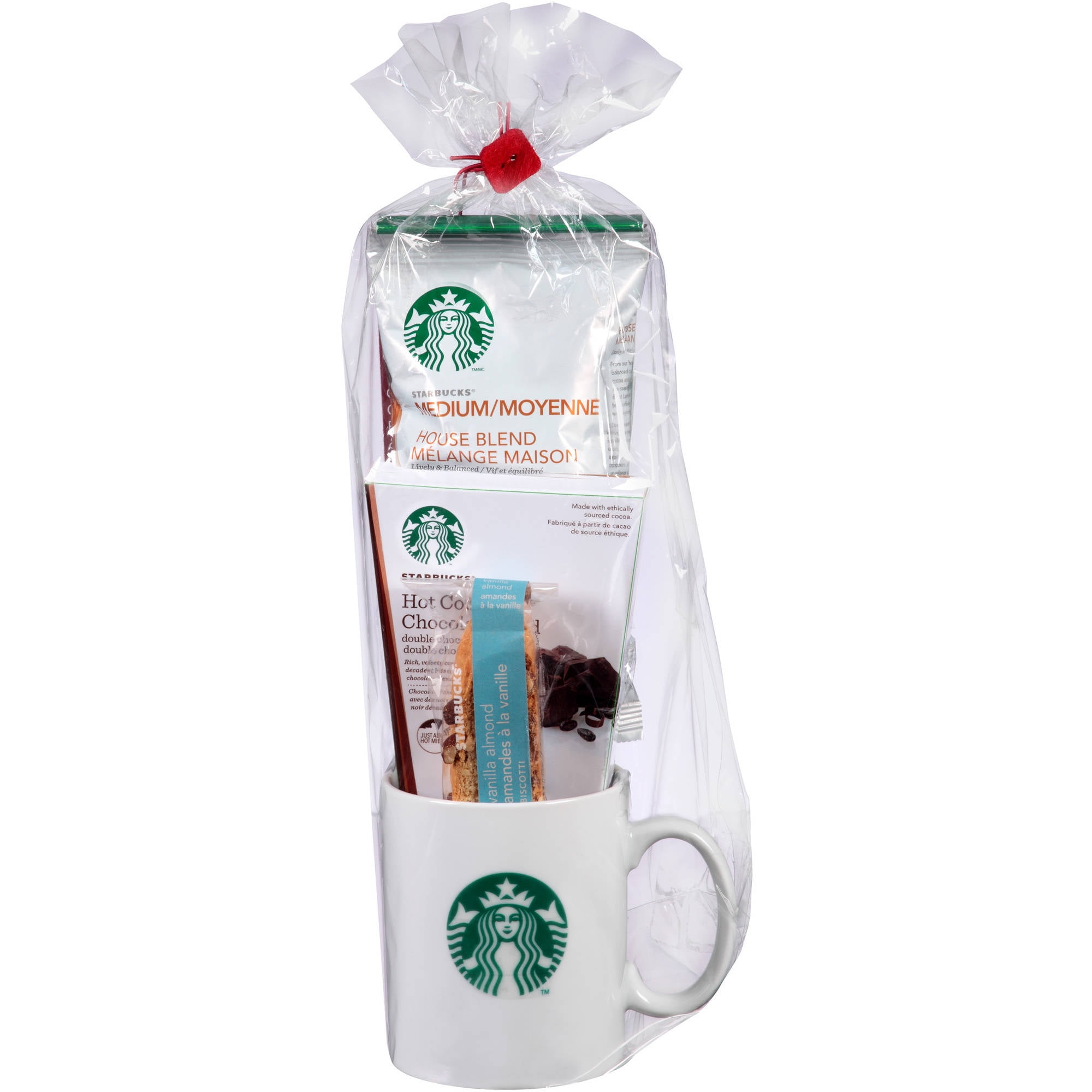 Starbucks Coffee Mug with Hot Cocoa, Coffee & Biscotti Gift Set, 4 Piece 