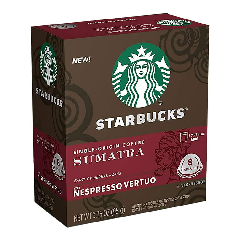 Starbucks Coffee Nespresso Vertuo Capsules, Sumatra Flavor, Dark Roast &  Single-Origin Coffee - 8 Capsules