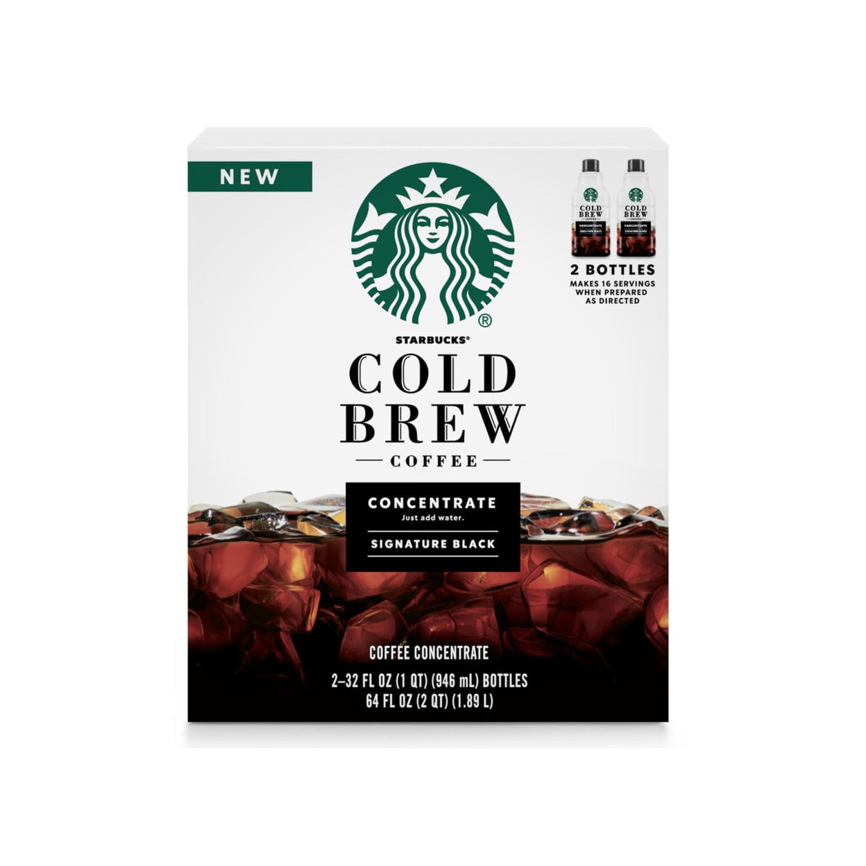 Starbucks Cold Brew Black Medium Roast Coffee Concentrates, 32 Ounce (2