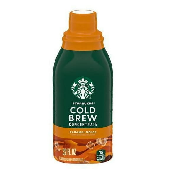 Starbucks Cold Brew Coffee Concentrate, Caramel Dolce, 100% Arabica, Multi-Serve Bottle (32 Fl Oz) - Pack of 2