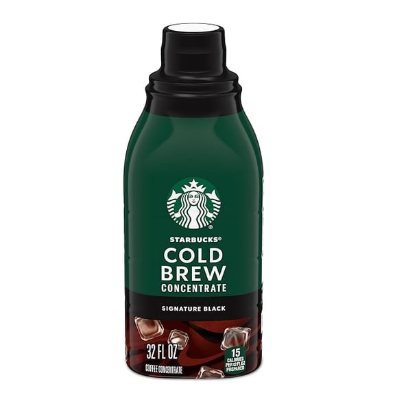 Starbucks Cold Brew Coffee Concentrate, Signature Black, 100% Arabica, Multi-Serve Bottle (32 Fl Oz)