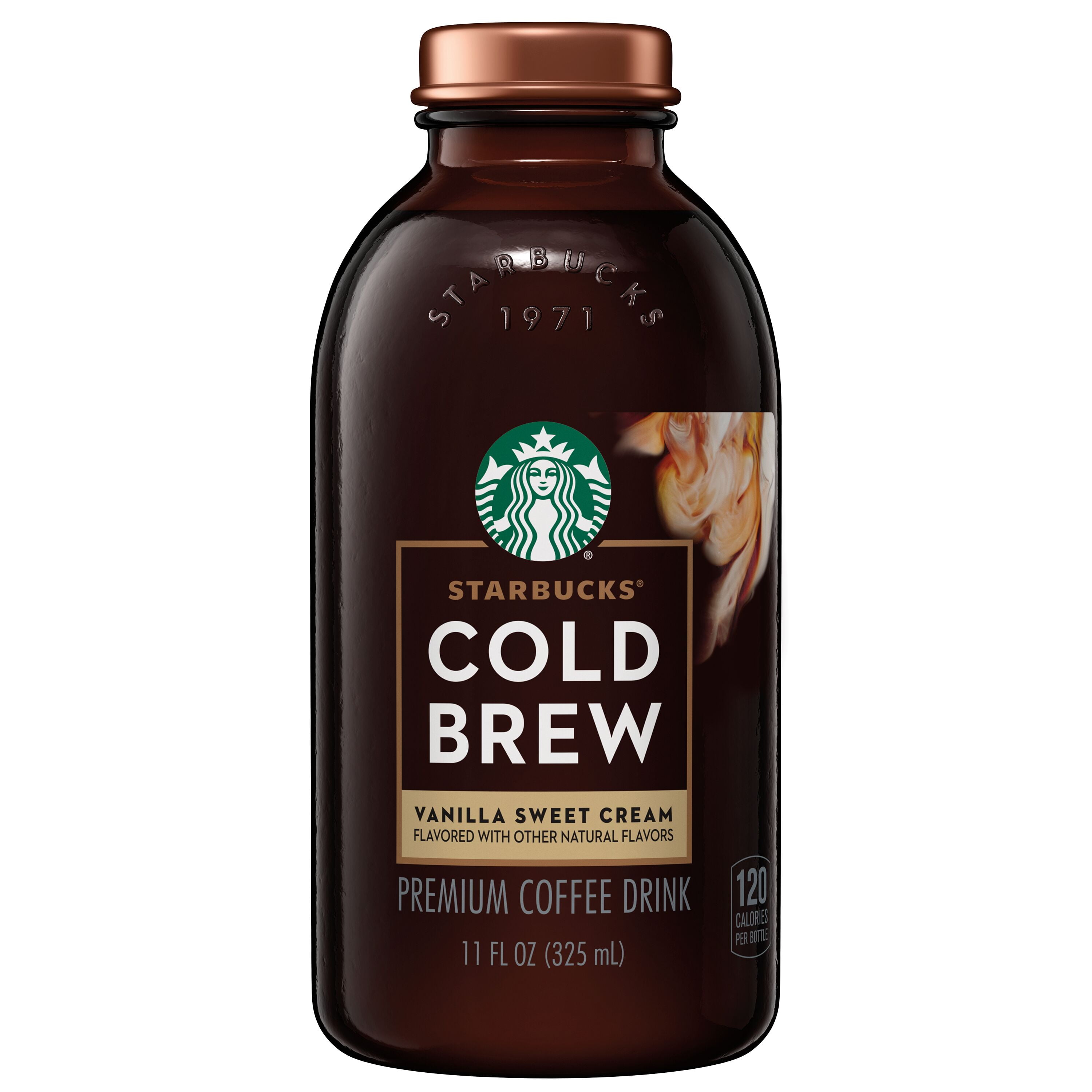 Starbucks Cold Brew Vanilla Sweet Cream Premium Iced Coffee Drink, 11 fl oz Glass Bottle