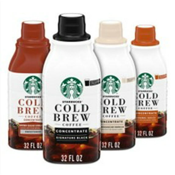 Starbucks Cold Brew Variety Pack Signature Black, Brown Sugar Cinnamon, Madagascar Vanilla & Caramel Dolce Cold Brew