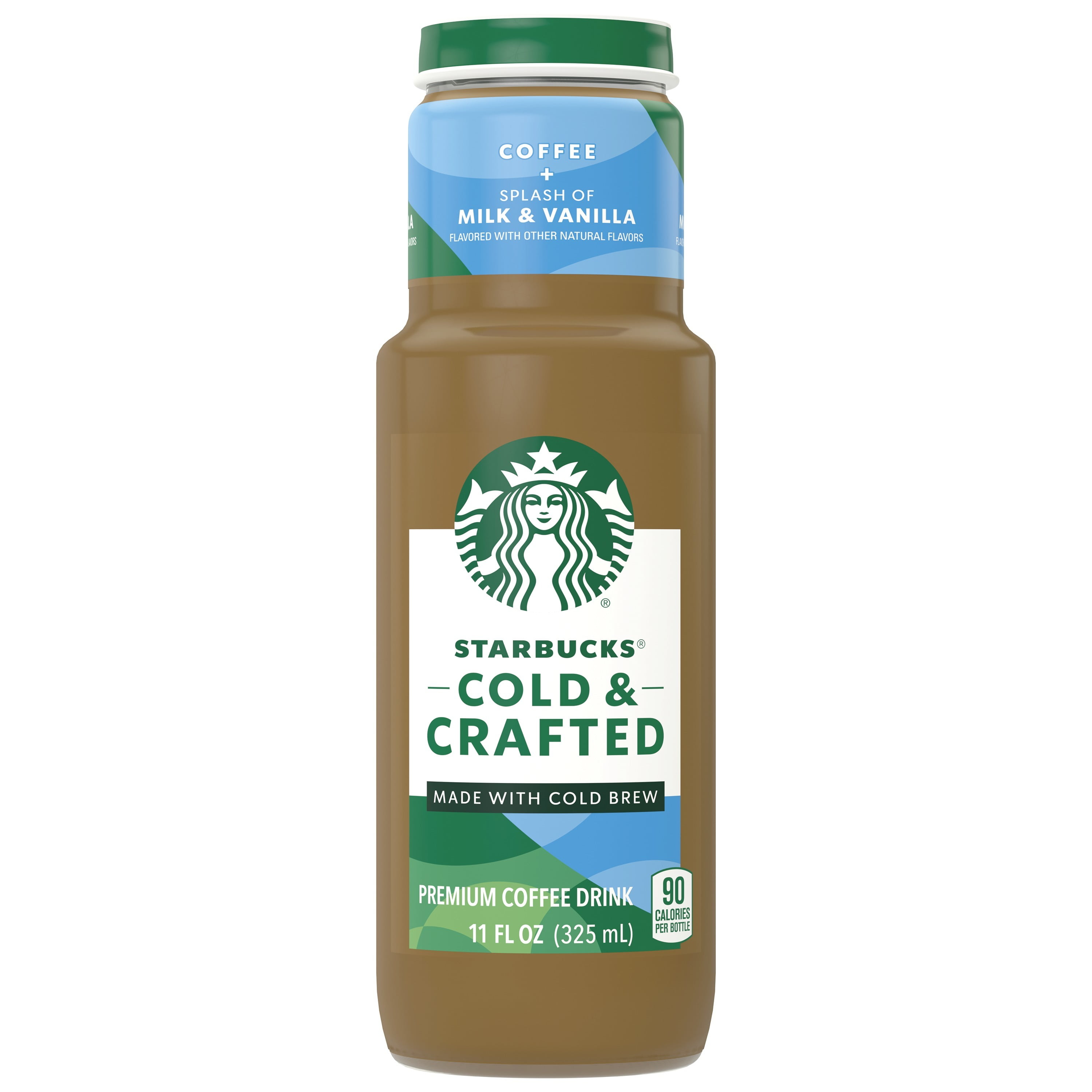 Starbucks Cold & Crafted Coffee Spash of Milk & Vanilla Cold Brew Crafted Iced Coffee Drink, 11