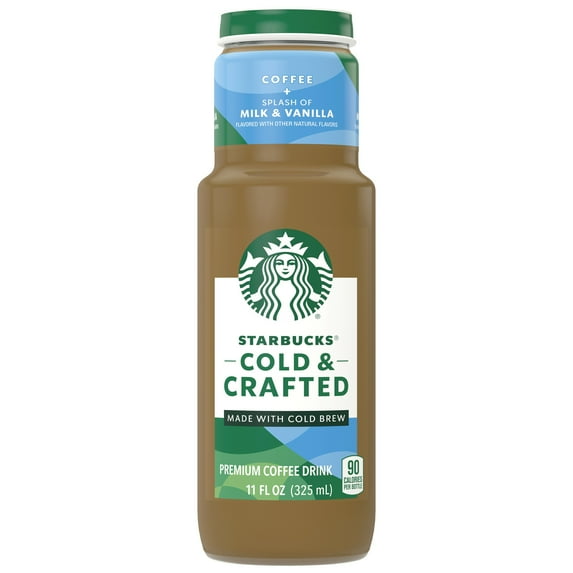 Starbucks Cold & Crafted Coffee Spash of Milk & Vanilla Cold Brew Crafted Iced Coffee Drink, 11 fl oz bottle