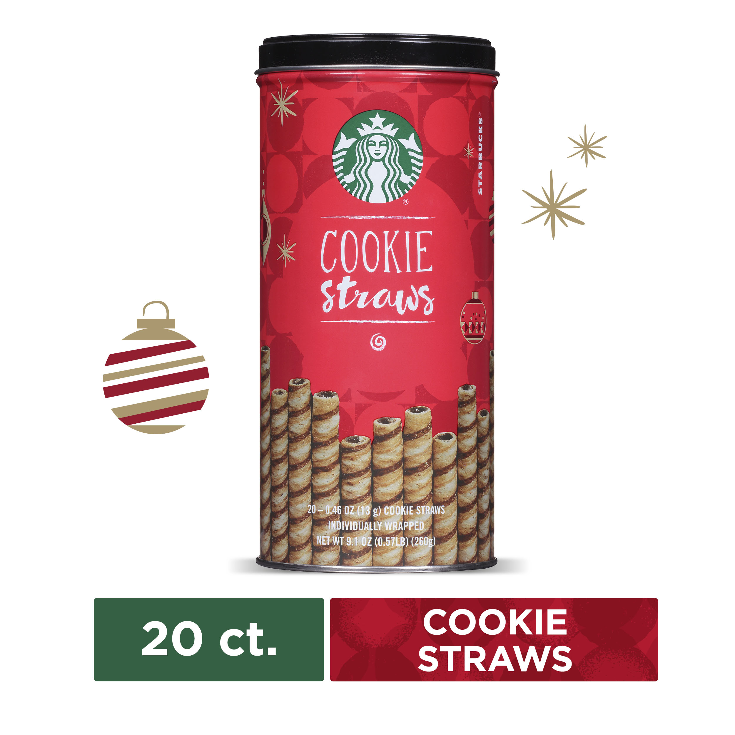 Starbucks Cookie Straws Tin of 20 Coffee Complement for Adding Extra Flavor to Drinks - image 1 of 6