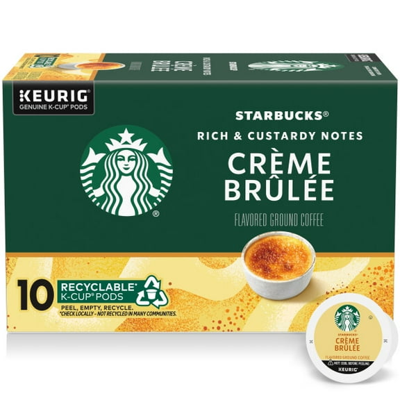 Starbucks K-Cup Coffee Pods, Crème Brûlée Flavored Coffee, Naturally Flavored, 100% Arabica, 1 box (10 pods)