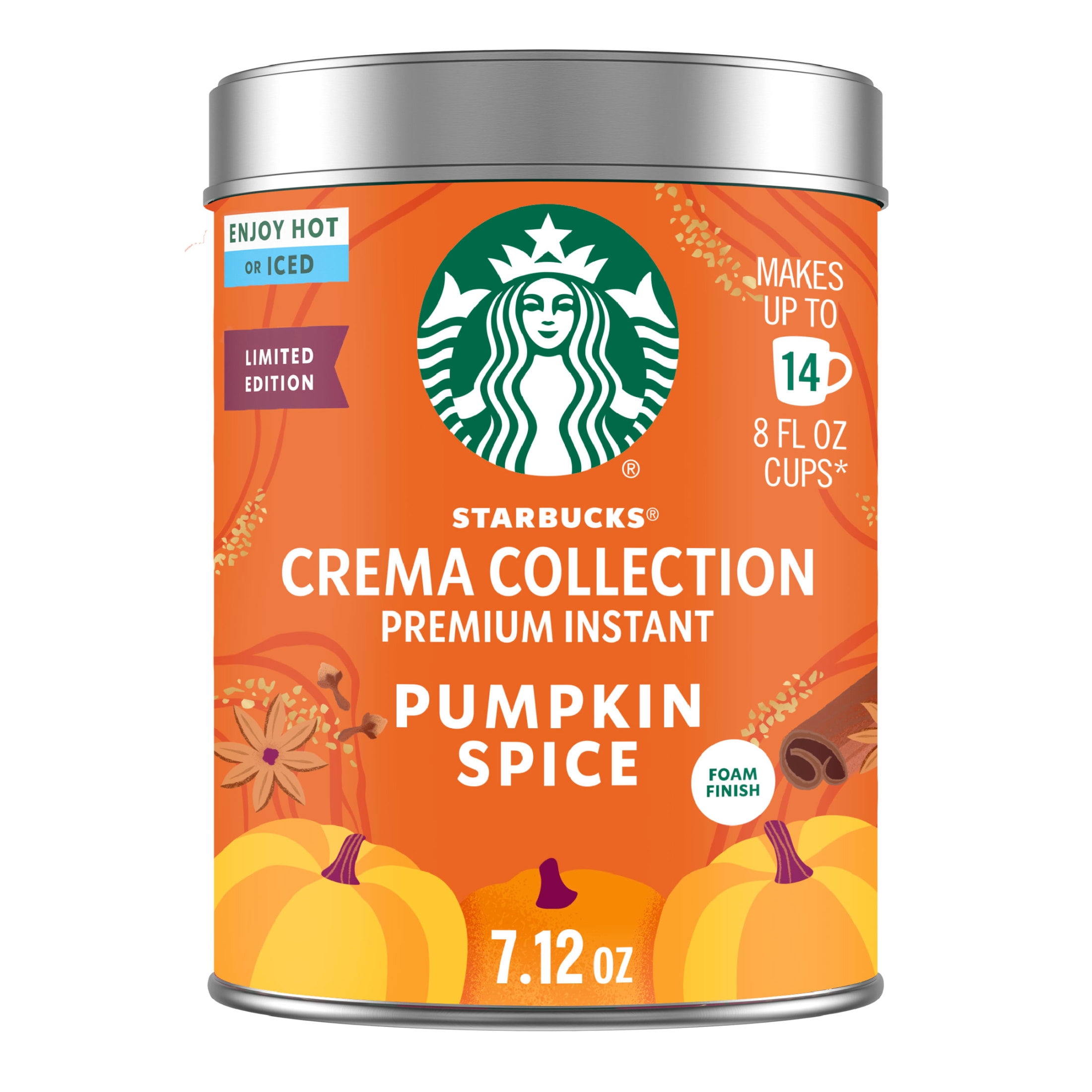 Starbucks Pumpkin Spice Flavored Instant Coffee, Crema Collection Pumpkin Spice Coffee Powder 7.12 oz