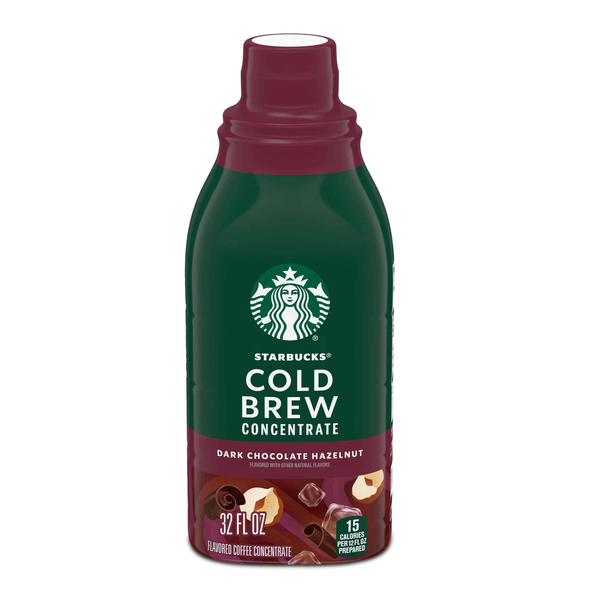 Starbucks Dark Chocolate Hazelnut Naturally Flavored, Bottled Cold Brew Coffee Concentrate Drink, 32 oz