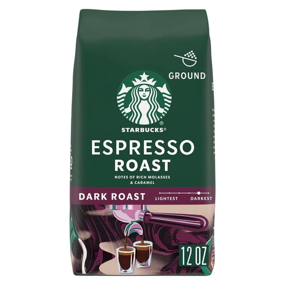 Starbucks Dark Roast Ground Coffee - Espresso Roast - 100% Arabica - 1 bag (12 oz.) - Pack of 2
