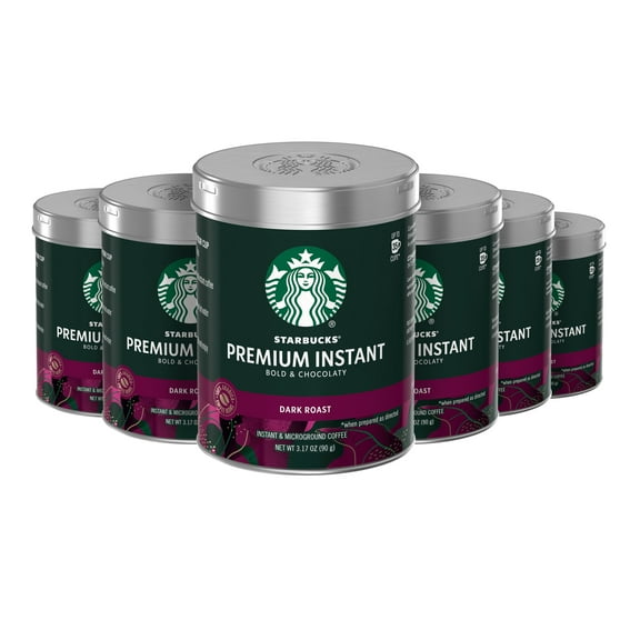 Starbucks Premium Instant Coffee, Dark Roast, Arabica Beans, 3.17 oz, 6 Count