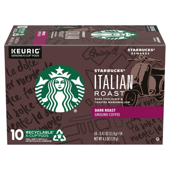 Starbucks Dark Roast K-Cup Coffee Pods  Italian Roast for Keurig Brewers  1 box 10 pods
