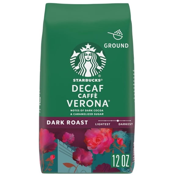Starbucks Decaf Caffe Verona Ground Coffee, Dark Roast, 12 oz Bag (Pack of 3)