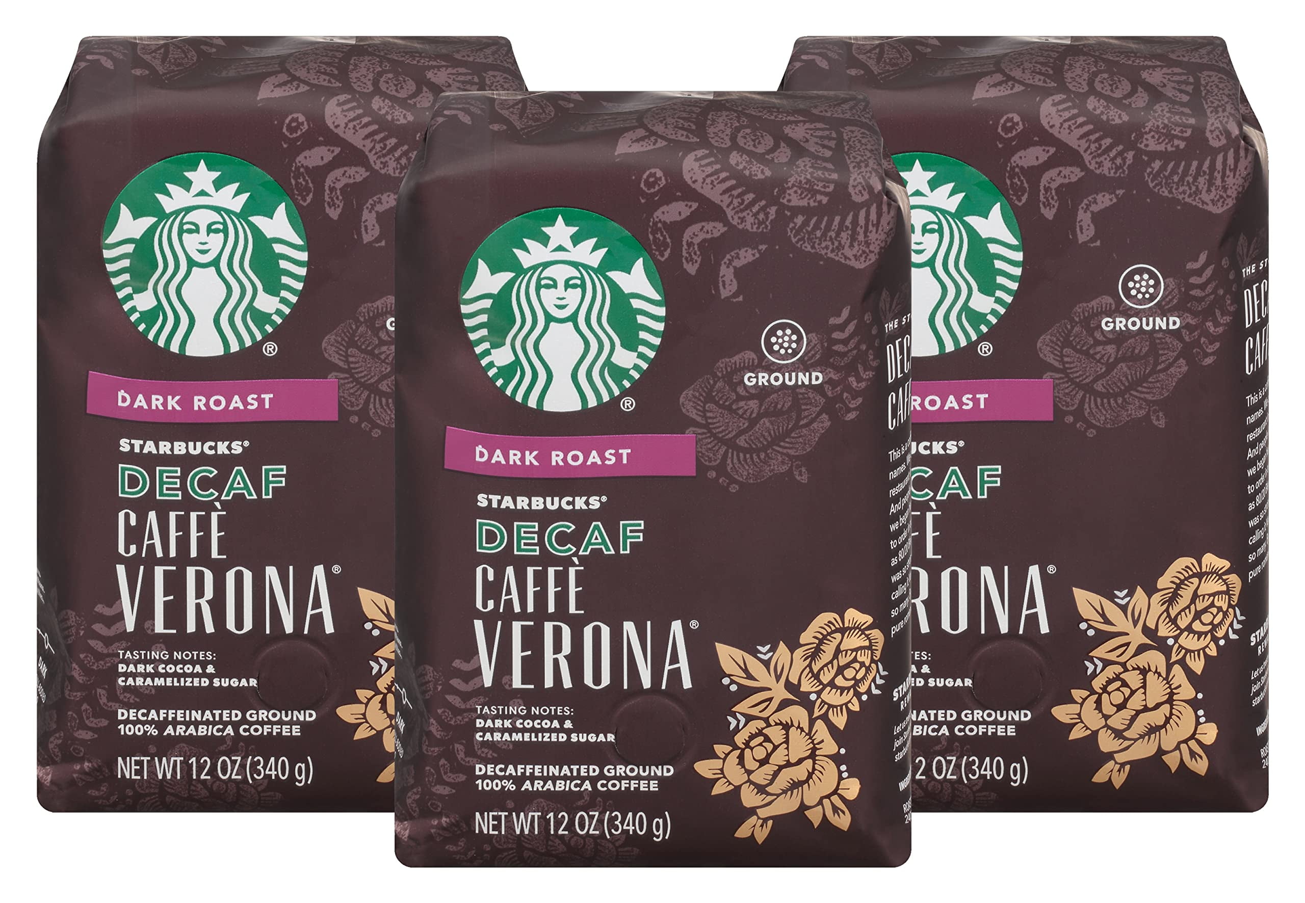 Starbucks Decaf Caffe Verona Ground Coffee, Dark Roast, Decaffeinated