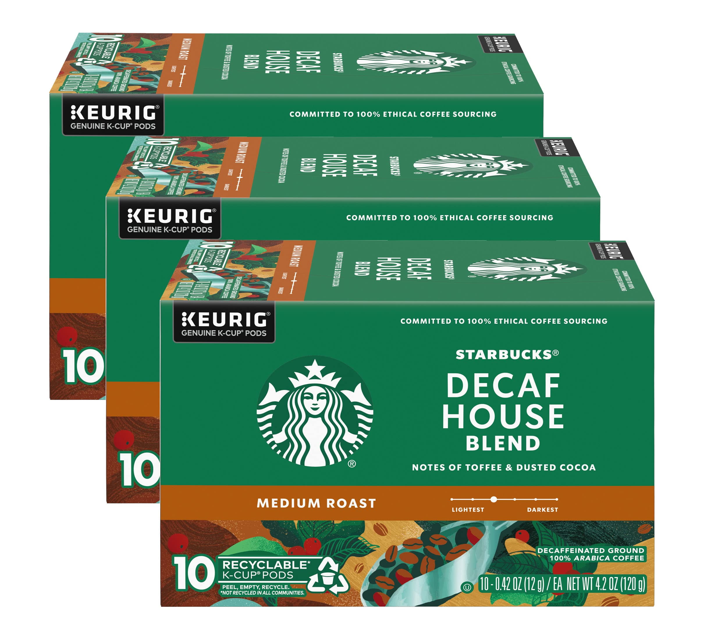 Starbucks Decaf House Blend Coffee KCup Pods, Medium Roast