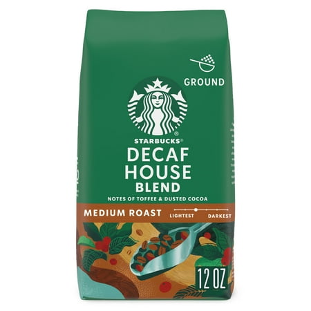 Starbucks Arabica Beans Decaf House Blend, Medium Roast, Ground Coffee, 12 oz
